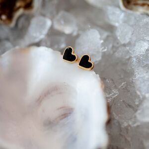 Kolczyki czarne serca na sztyft