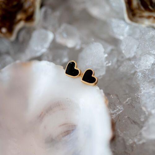 Kolczyki czarne serca na sztyft