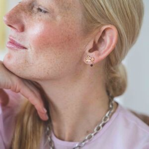 Kolczyki kwiatki z wiszącymi kamieniami - zdjęcie 3