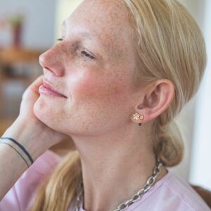 Kolczyki kwiatki z wiszącymi kamieniami - zdjęcie 4