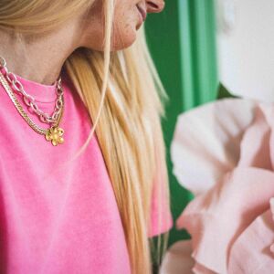 Naszyjnik łańcuch gruby z florystycznym detalem wykonany w technice handmade w Warszawie