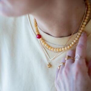 Naszyjnik masełko ze wstawką z czerwonego korala - zdjęcie 1