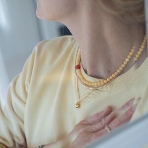 Naszyjnik masełko ze wstawką z czerwonego korala - zdjęcie 2