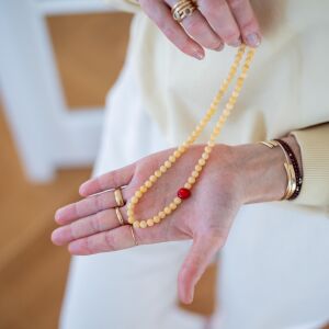 Naszyjnik masełko ze wstawką z czerwonego korala - zdjęcie 3