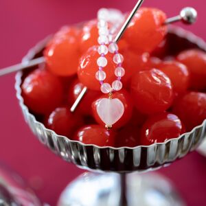 Naszyjnik z różowego kwarcu z serduszkiem - zdjęcie 4