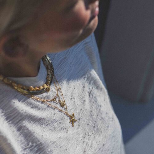 Naszyjnik z bursztynu naturalnego i turmalinu