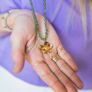 Naszyjnik duży kwiat na kamieniach naturalnych - zdjęcie 3