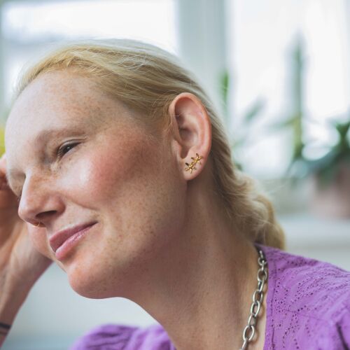 Kolczyki kwiaty Fuksji na sztyft