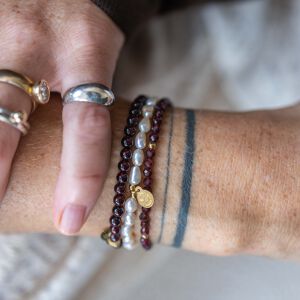 Komplet bransoletek z granatów i pereł naturalnych - zdjęcie 1