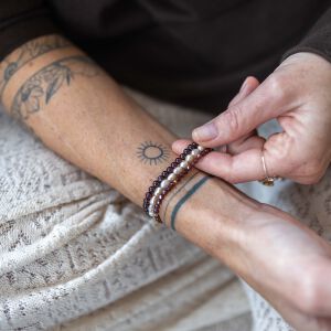 Komplet bransoletek z granatów i pereł naturalnych - zdjęcie 3