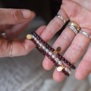 Komplet bransoletek z granatów i pereł naturalnych - zdjęcie 4