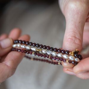 Komplet bransoletek z granatów i pereł naturalnych - zdjęcie 5