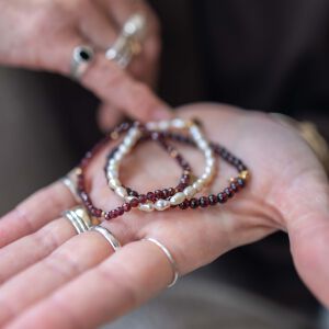 Komplet bransoletek z granatów i pereł naturalnych - zdjęcie 6