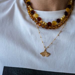 Naszyjnik srebro 925 z zawieszką liść miłorzębu elegancka i subtelna biżuteria stworzona w Polsce