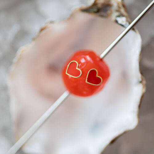 Kolczyki czerwone serduszka na sztyft