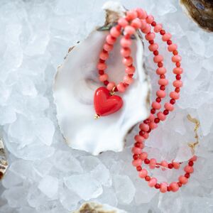 Naszyjnik z korala z czerwoną zawieszką serce - zdjęcie 3