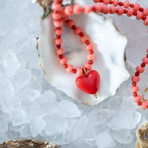 Naszyjnik z korala z czerwoną zawieszką serce - zdjęcie 4