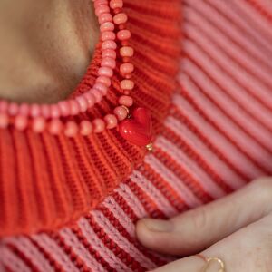 Naszyjnik z korala z czerwoną zawieszką serce - zdjęcie 5