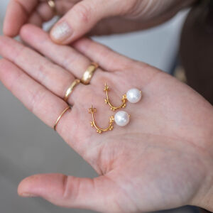 Kolczyki perły na haczyku z kuleczkami - zdjęcie 6