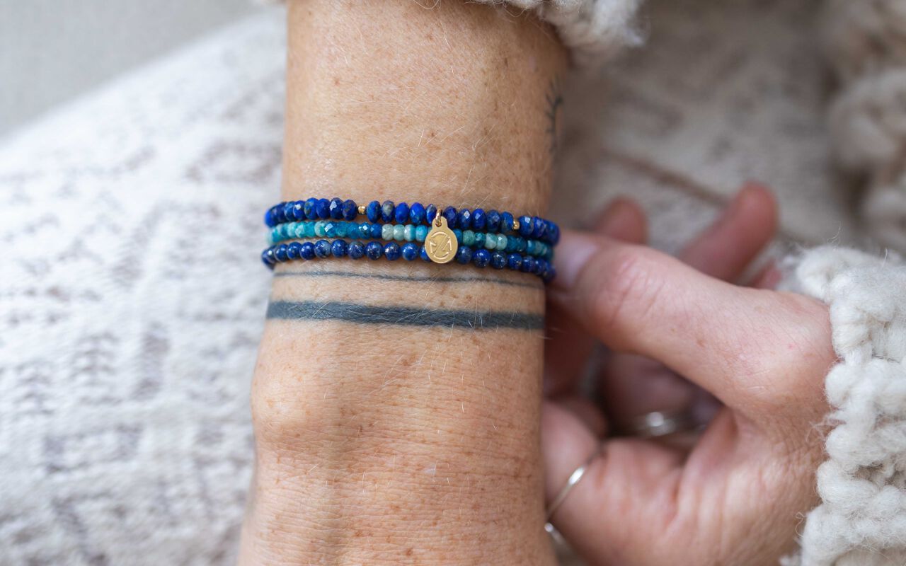 Komplet bransoletek z niebieskich kamieni naturalnych