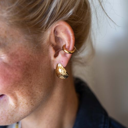 Kolczyki gruszki młotkowane na sztyfcie