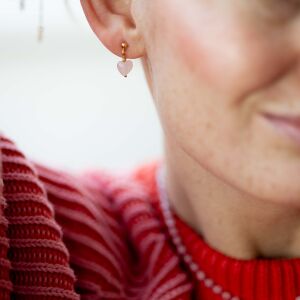 Kolczyki landrynkowe serca z kuleczką na sztyft - zdjęcie 1