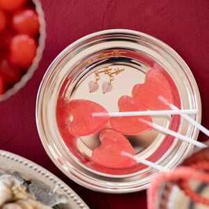 Kolczyki landrynkowe serca z kuleczką na sztyft