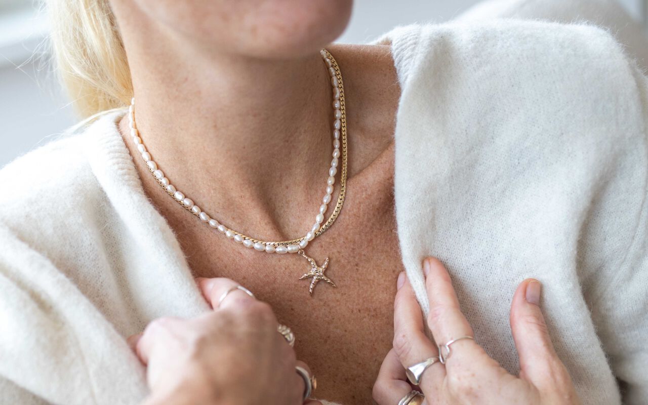 Perłowy naszyjnik z rozgwiazdą - zdjęcie 2