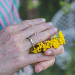 Pierścionek Cosmos mini dwukolorowy