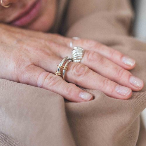 Pierścionek Cosmos mini dwukolorowy