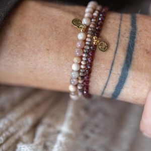 Komplet bransoletek z kamieni naturalnych w odcieniach różu - zdjęcie 1