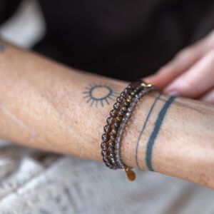 Komplet bransoletek z kamieni naturalnych w odcieniach grafitu i szarości - zdjęcie 1