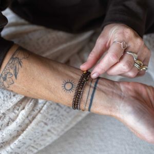 Komplet bransoletek z kamieni naturalnych w odcieniach grafitu i szarości - zdjęcie 3