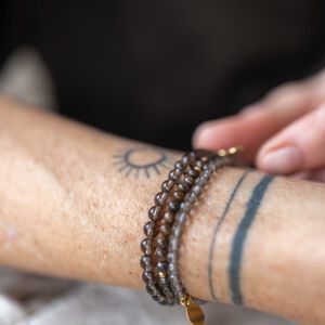 Komplet bransoletek z kamieni naturalnych w odcieniach grafitu i szarości - zdjęcie 4