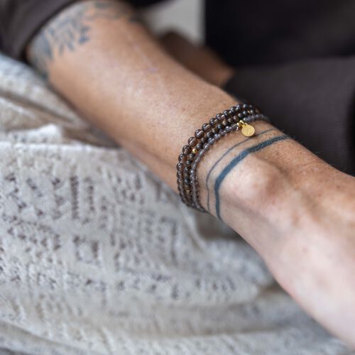 Komplet bransoletek z kamieni naturalnych w odcieniach szarości