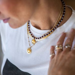 Naszyjnik z bursztynem i błękitnymi kamieniami - zdjęcie 1