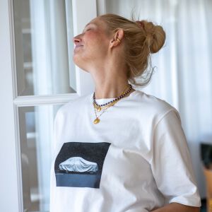 Naszyjnik z bursztynem i błękitnymi kamieniami - zdjęcie 5