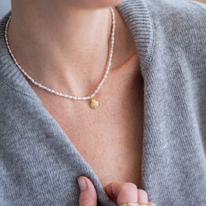 Naszyjnik z nieregularnych pereł z muszlą - zdjęcie 5